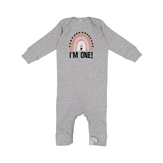 Inktastic 1st Birthday Boho Rainbow One Year Old Baby Romper Coveralls