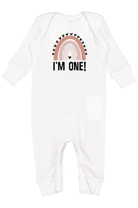 1st Birthday Boho Rainbow One Year Old Baby Romper Coveralls