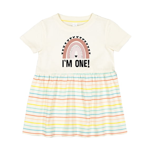 Inktastic 1st Birthday Boho Rainbow One Year Old Girls Baby Dress