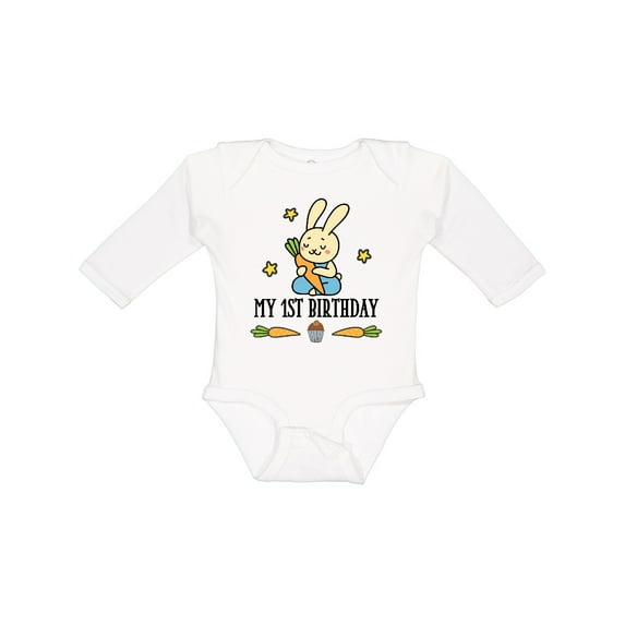 Inktastic 1st Birthday Boy Bunny Rabbit Boys Long Sleeve Baby Bodysuit