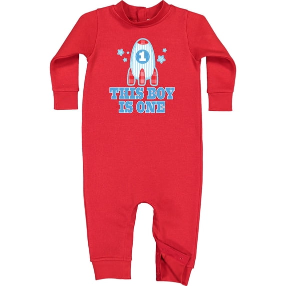 Inktastic 1st Birthday Boy Rocket Ship Baby Fleece Romper
