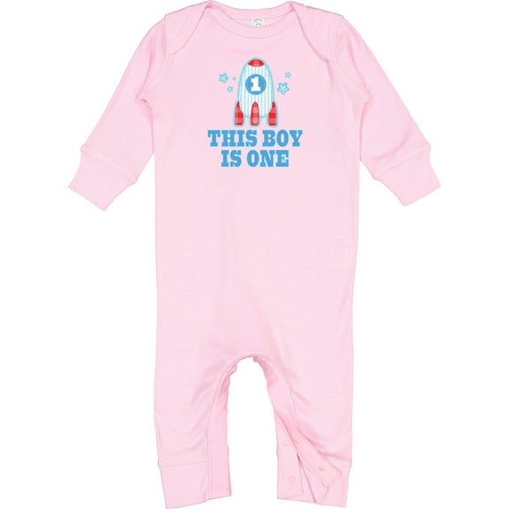 Inktastic 1st Birthday Boy Rocket Ship Baby Romper Coveralls