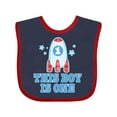 thumbnail image 1 of Inktastic 1st Birthday Boy Rocket Ship Boys Baby Bib, 1 of 4