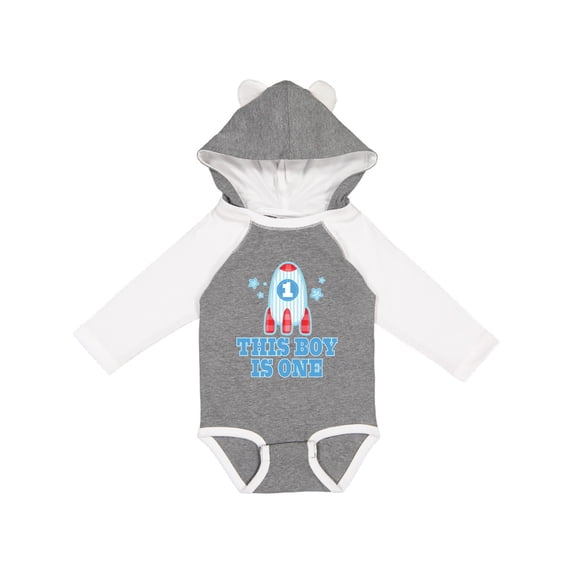 Inktastic 1st Birthday Boy Rocket Ship Boys Long Sleeve Baby Bodysuit