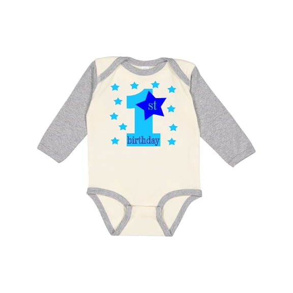 Inktastic 1st Birthday Boy Stars Boys Long Sleeve Baby Bodysuit