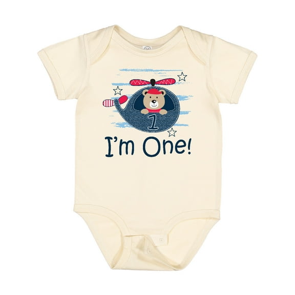 Inktastic 1st Birthday Boys Helicopter 1 Year Old Boys Baby Bodysuit