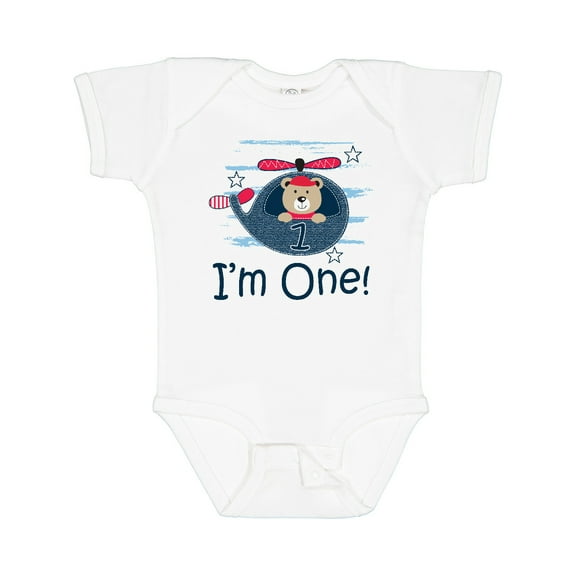 Inktastic 1st Birthday Boys Helicopter 1 Year Old Boys Baby Bodysuit