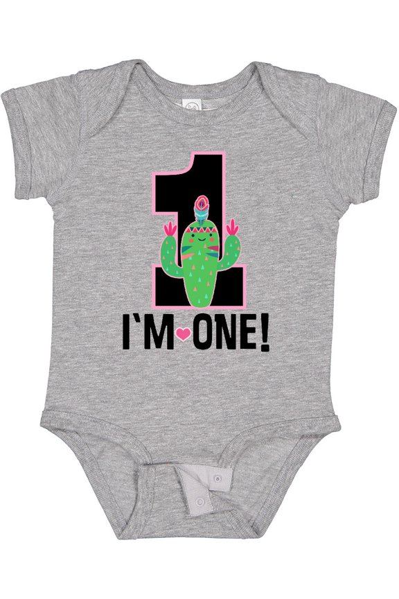 1st Birthday Cactus Cute Girls 1 Year Old Girls Baby Bodysuit