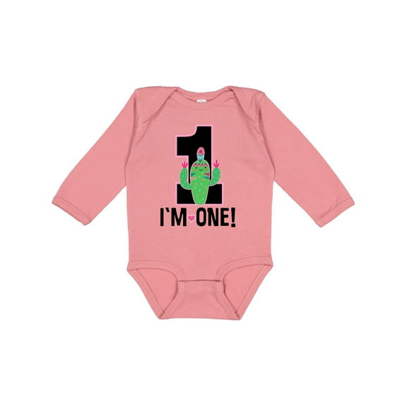 Inktastic 1st Birthday Cactus Cute Girls 1 Year Old Girls Long Sleeve Baby Bodysuit