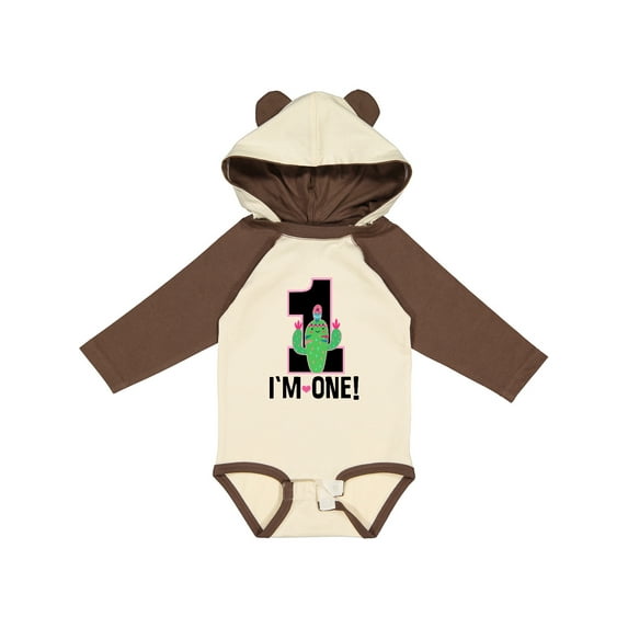 Inktastic 1st Birthday Cactus Cute Girls 1 Year Old Girls Long Sleeve Baby Bodysuit