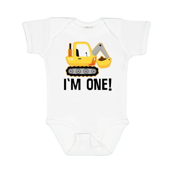 Inktastic 1st Birthday Construction Truck Boy Boys Baby Bodysuit