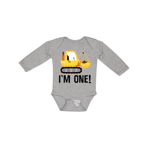 Inktastic 1st Birthday Construction Truck Boy Boys Long Sleeve Baby Bodysuit