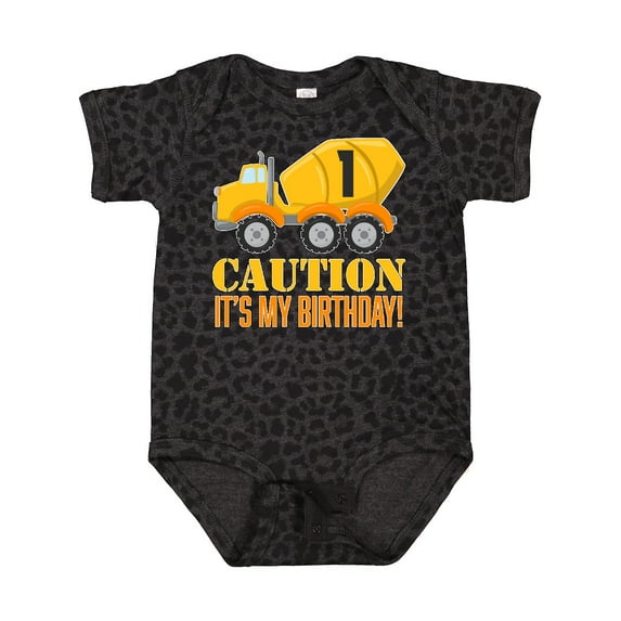 Inktastic 1st Birthday Construction Truck Cement Mixer Boys or Girls Baby Bodysuit