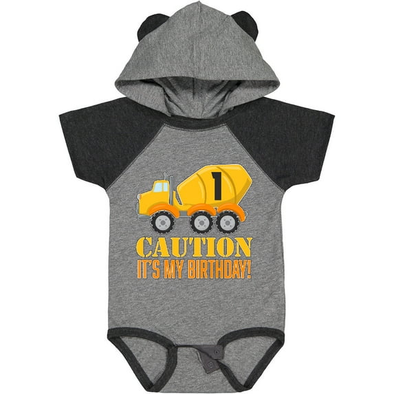 Inktastic 1st Birthday Construction Truck Cement Mixer Boys or Girls Baby Bodysuit