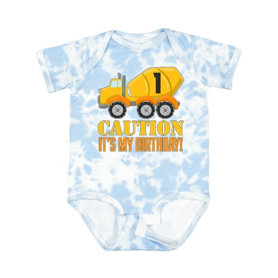 Inktastic 1st Birthday Construction Truck Cement Mixer Boys or Girls Baby Bodysuit