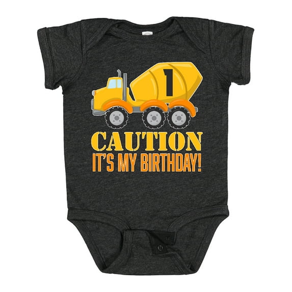 Inktastic 1st Birthday Construction Truck Cement Mixer Boys or Girls Baby Bodysuit