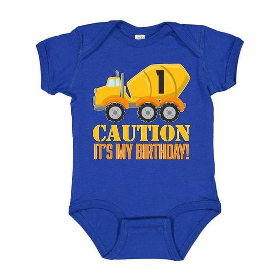 Inktastic 1st Birthday Construction Truck Cement Mixer Boys or Girls Baby Bodysuit