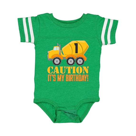 Inktastic 1st Birthday Construction Truck Cement Mixer Boys or Girls Baby Bodysuit