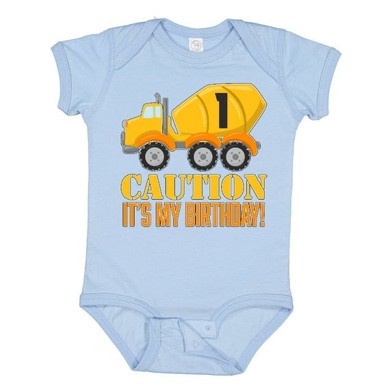 Inktastic 1st Birthday Construction Truck Cement Mixer Boys or Girls Baby Bodysuit