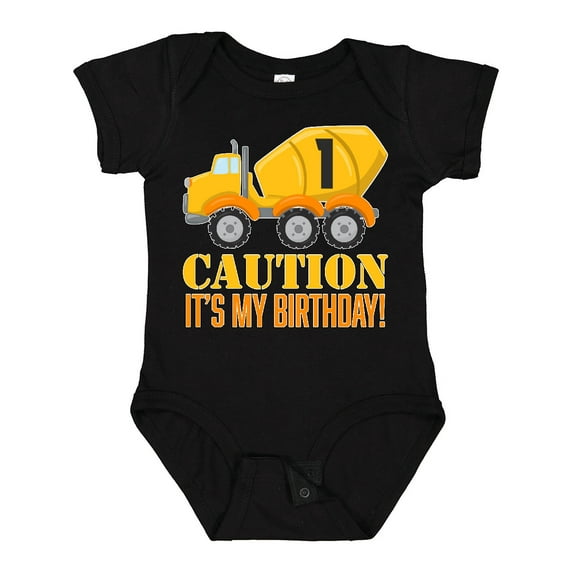 Inktastic 1st Birthday Construction Truck Cement Mixer Boys or Girls Baby Bodysuit