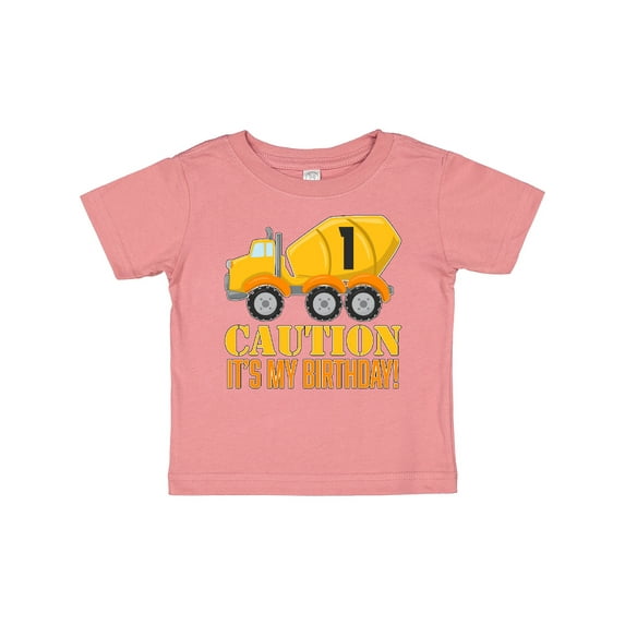 Inktastic 1st Birthday Construction Truck Cement Mixer Boys or Girls Baby T-Shirt