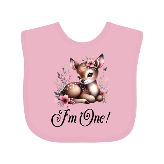 Inktastic 1st Birthday Cottagecore Baby Girl Deer Girls Baby Bib