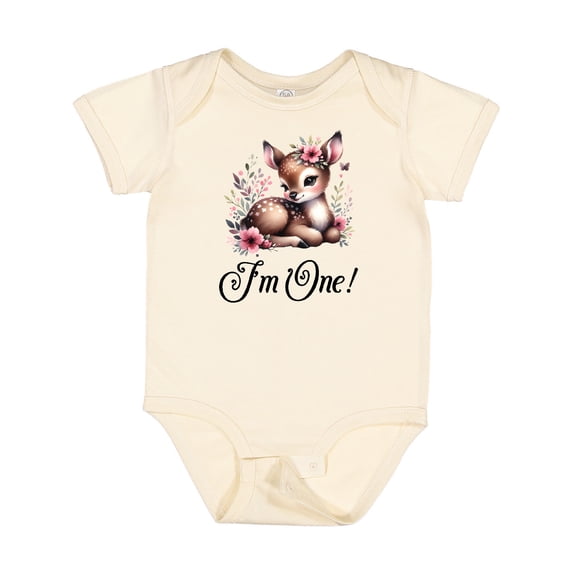 Inktastic 1st Birthday Cottagecore Baby Girl Deer Girls Baby Bodysuit