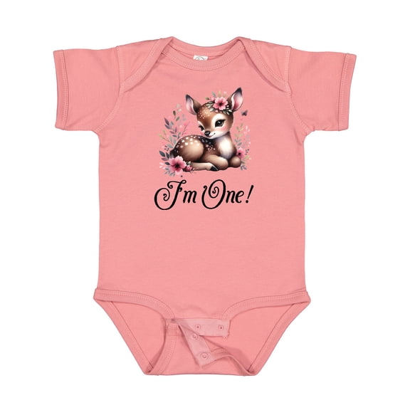 Inktastic 1st Birthday Cottagecore Baby Girl Deer Girls Baby Bodysuit