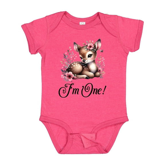 Inktastic 1st Birthday Cottagecore Baby Girl Deer Girls Baby Bodysuit