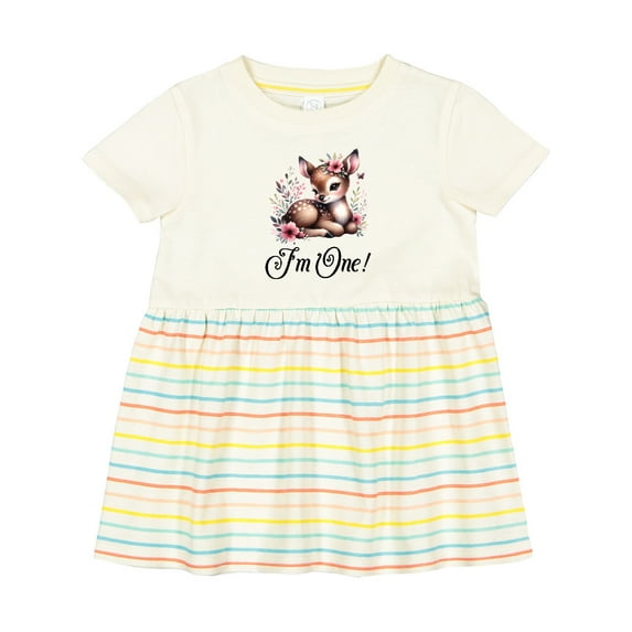 Inktastic 1st Birthday Cottagecore Baby Girl Deer Girls Baby Dress