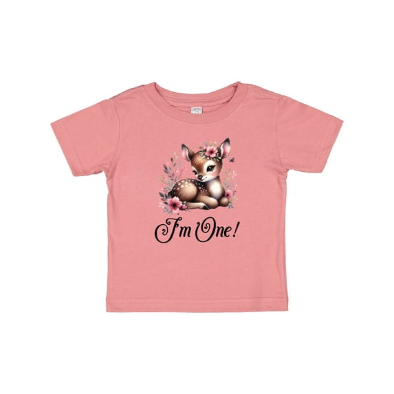 Inktastic 1st Birthday Cottagecore Baby Girl Deer Girls Baby T-Shirt