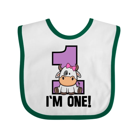 Inktastic 1st Birthday Cow Farm Party Girls 1 Year Old Girls Baby Bib
