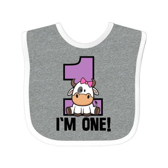 Inktastic 1st Birthday Cow Farm Party Girls 1 Year Old Girls Baby Bib