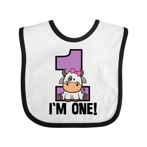 Inktastic 1st Birthday Cow Farm Party Girls 1 Year Old Girls Baby Bib