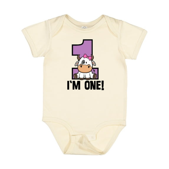 Inktastic 1st Birthday Cow Farm Party Girls 1 Year Old Girls Baby Bodysuit