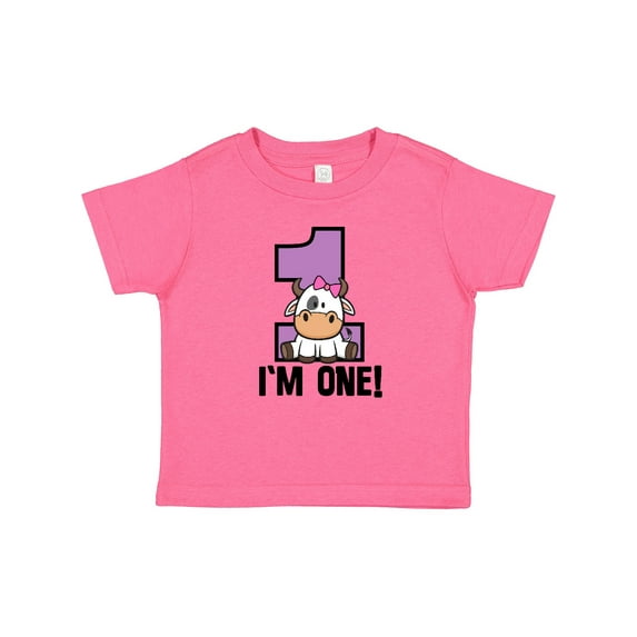 Inktastic 1st Birthday Cow Farm Party Girls 1 Year Old Girls Baby T-Shirt