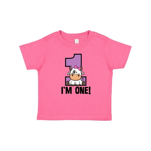 Inktastic 1st Birthday Cow Farm Party Girls 1 Year Old Girls Baby T-Shirt