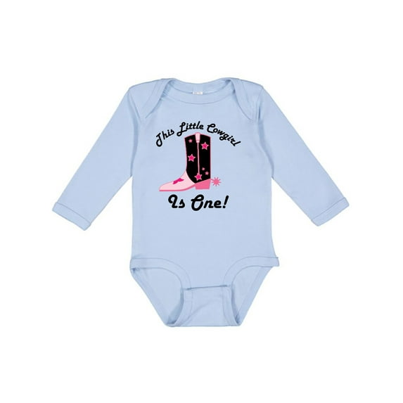Inktastic 1st Birthday Cowgirl is One Girls Long Sleeve Baby Bodysuit