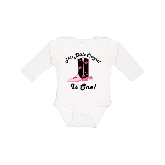Inktastic 1st Birthday Cowgirl is One Girls Long Sleeve Baby Bodysuit
