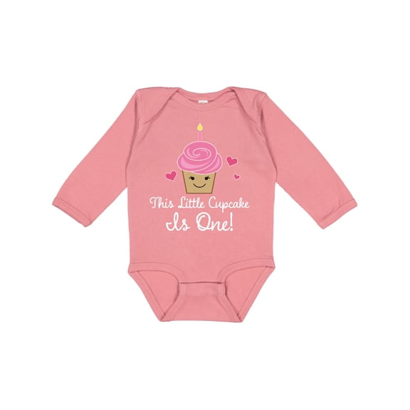 Inktastic 1st Birthday Cupcake Girls Cute Girls Long Sleeve Baby Bodysuit