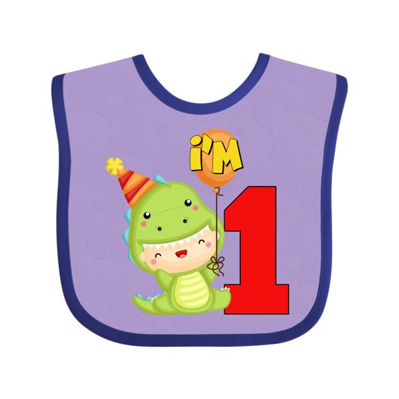 Inktastic 1st Birthday Cute Dinosaur Boys or Girls Baby Bib