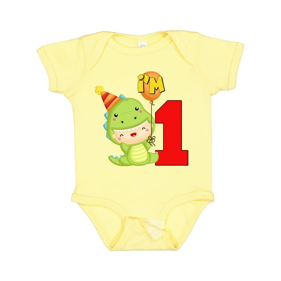 Inktastic 1st Birthday Cute Dinosaur Boys or Girls Baby Bodysuit