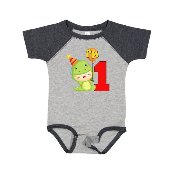 Inktastic 1st Birthday Cute Dinosaur Boys or Girls Baby Bodysuit
