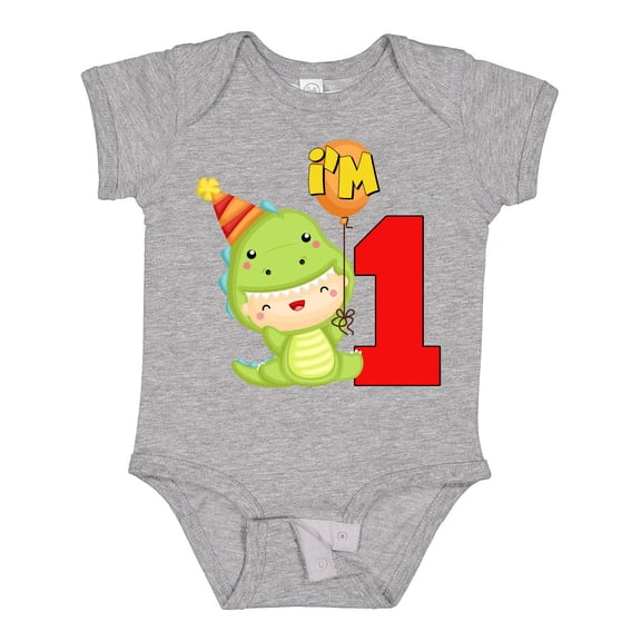 Inktastic 1st Birthday Cute Dinosaur Boys or Girls Baby Bodysuit