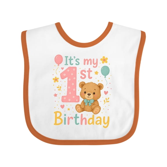 Inktastic 1st Birthday Cute Teddy Bear Theme Boys or Girls Baby Bib