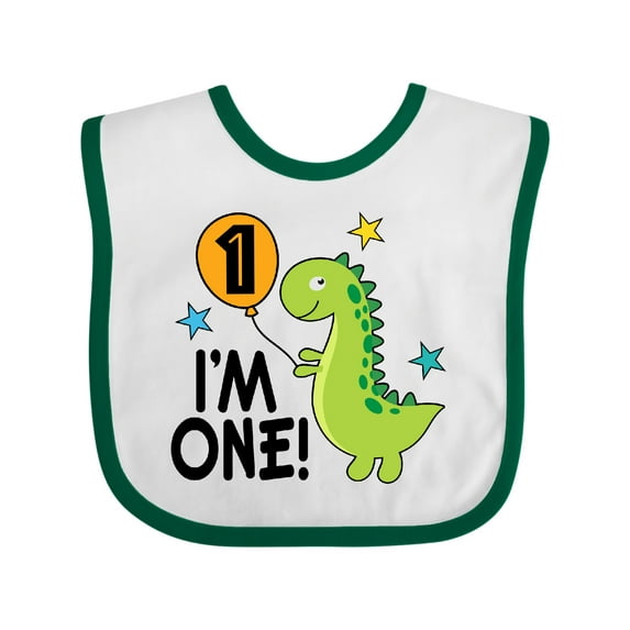 Inktastic 1st Birthday Dinosaur 1 Year Old Boy Boys or Girls Baby Bib