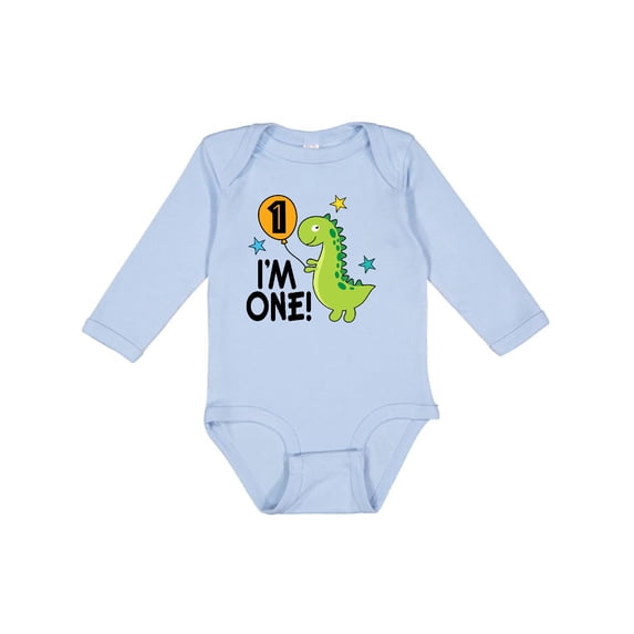 Inktastic 1st Birthday Dinosaur 1 Year Old Boy Boys or Girls Long Sleeve Baby Bodysuit