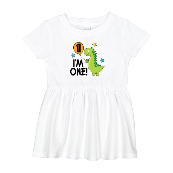 Inktastic 1st Birthday Dinosaur 1 Year Old Boy Girls Baby Dress