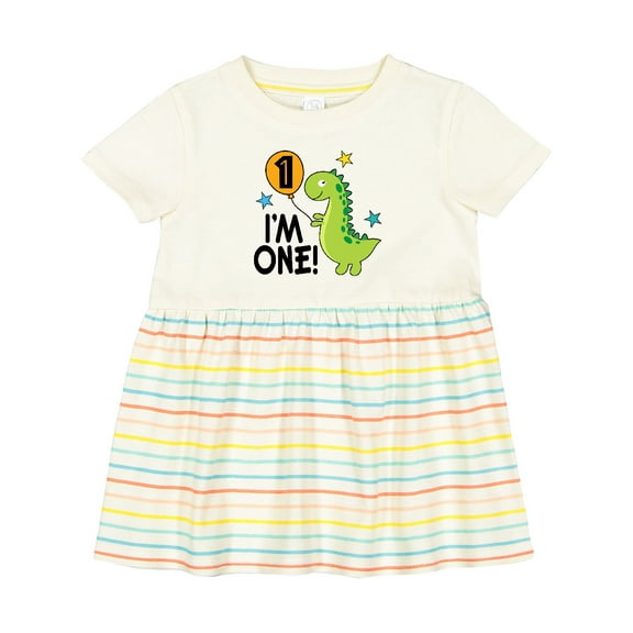 Inktastic 1st Birthday Dinosaur 1 Year Old Boy Girls Baby Dress