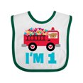thumbnail image 1 of Inktastic 1st Birthday Fire Truck Boys or Girls Baby Bib, 1 of 4